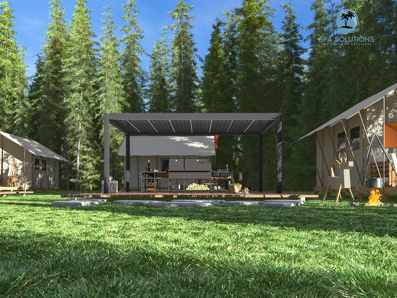 Outdoor kitchen covered – Sky Pergola makes it possible!